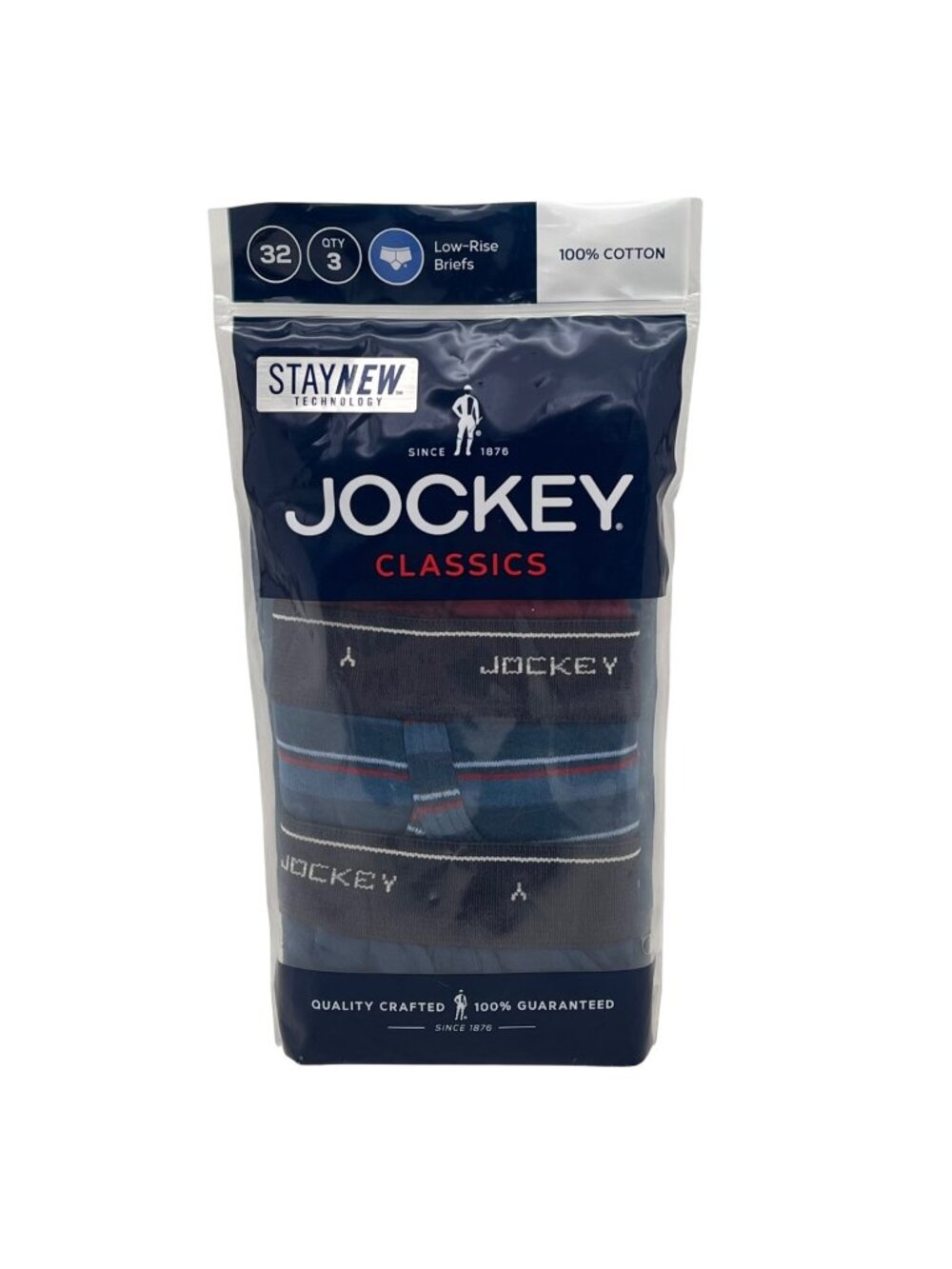 Jockey Mens Classics Low-Rise Briefs 3-Pack Size 32 StayNew Technology Cotton